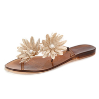 Flower Flip Flops Jelly Clip Toe Flat Casual Slippers