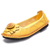 Flower Leaf Soft Leather Retro Flat Loafers For Women