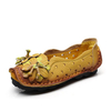 Flower Leather Hollow Out Soft Vintage Slip On Flat Shoes