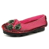 Flower Leather National Wind Color Match Retro Vintage Soft Slip On Flat Shoes