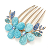 Flower Pattern Alloy Rhinestone Crystal Barrette Hair Clip Comb