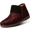 Flower Pattern Color Match Fur Lining Casual High Top Boots