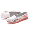 Flower Pattern Metal Slip On Leather Color Blocking Flat Shoes
