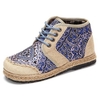 Flower Pattern Vintage Knitting Weave High Toe Lace Up Boots