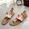 Flower Print Colorful Clip Toe Slip On Beach Sandals