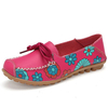 Flower Print Lace Up Soft Flat Comfortable Leather Loafers