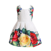 Flower Print Sleeveless O-neck Pleated Dress For Kids Girl