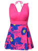 Flower Printing Deep Plunge Ruffle Sleeveless Breathable Swimdresses