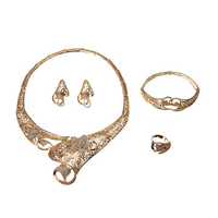 Flowers Crystal 18K Gold Plated Hollow Jewelry Set