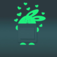 Fluorescent Glow Wall Switch Sticker Rabbit Full Of Love Home Bedroom Decor
