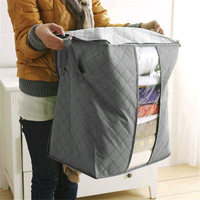 Foldable Bamboo Charcoal Storage Bins Clothes Blanket Closet Organizer Bag Case