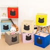 Foldable Cartoon Cat Writing Blackboard Storage Box With Cover Clothes Basket