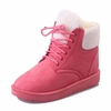 Folded Fur Lining Pure Color Lace Up Ankle Warm Snow Boots