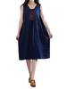 Folk Embroidery Frog Button Sleeveless Women Dresses