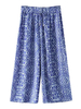 Folk Ethnic Geometry Printed Elastic Waist Women Casual Wide Leg Pant