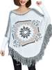 Folk Ethnic Tassel Batwing Long Sleeve Knit Cloak For Women