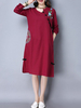 Folk Frog Side Slit Irregular Collar Pocket Women Dresses