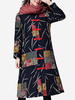 Folk Frog Windbreaker Long Cotton Thickening Coat