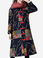 Folk Frog Windbreaker Long Cotton Thickening Coat