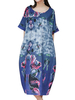 Folk Scenery Printed Short Sleeve O Neck Women Dresses