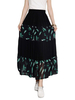Folk Style Chiffon Patchowrk Elastic Waist Pleated Maxi Skirt