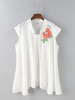 Folk Style Embroidery Chinese Frog Irregular T-Shirt For Women