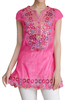 Folk Style Embroidery Sequins V-Neck Short Sleeve T-Shirt