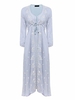 Folk Style Floral Embroidered V-neck Long Sleeve Women Maxi Dress