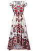 Folk Style Floral Print Irregular V-neck Maxi Dress For Women