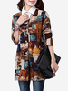 Folk Style Ink Printing O Neck Long Sleeve Women Outerwear