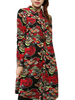 Folk Style Loose Women Floral Pocket Long Sleeve Button Dress