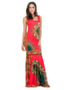 Folk Style Print Fishtail Sleeveless O-neck Maxi Dress For Women