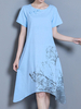 Folk Style Print Short Sleeve O Neck A Line Women Dresses