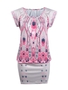 Folk Style Print Short Sleeve O-neck Mini Dress For Women