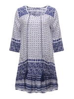 Folk Style Printed Women Quarter Mini Dress