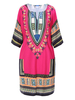Folk Style Short Sleeve V Neck Irregular Hem Women Dresses
