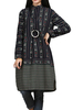 Folk Style Stripe Floral Printed Long Sleeve O-Neck Knee-Length Dress