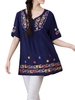Folk Style Women Embroidery Crochet Patchwork Linen T-shirt