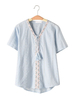 Folk Style Women Embroidery Hollow Out V-Neck T-Shirt