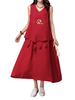 Folk Style Women Embroidery Tassel Fake Two Piece Dress