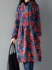 Folk Style Women Floral Printed Long Sleeve Hooded Thicken Coats