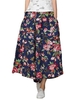 Folk Style Women High Waist Floral Printed Linen Irregular Wide Leg Pants