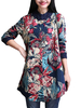 Folk Style Women Single Breasted Floral Print Thicken Coat