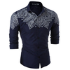 Formal Casual Slim Fit Printing Long Sleeve Turn Down Cololar Designer Dress Shirt for Men