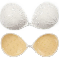 Front Closure White Lace Invisible Silicone Breathable Underwear Gather Breast Bra