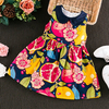 Fruit Pattern Sleeveless O-neck Dress For Kids Girls