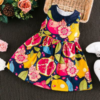 Fruit Pattern Sleeveless O-neck Dress For Kids Girls