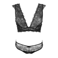Full Lace Deep V Bra Set
