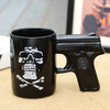 Funny Creative Mug Cup Black Pistol Skeleton Halloween Horror Theme Mug Cup