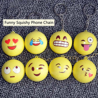 Funny Emoji Face Squishy Toys Stress Reliever Phone Chain Hang Decorations